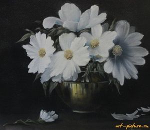 Flowers in a golden vase oil, canvas