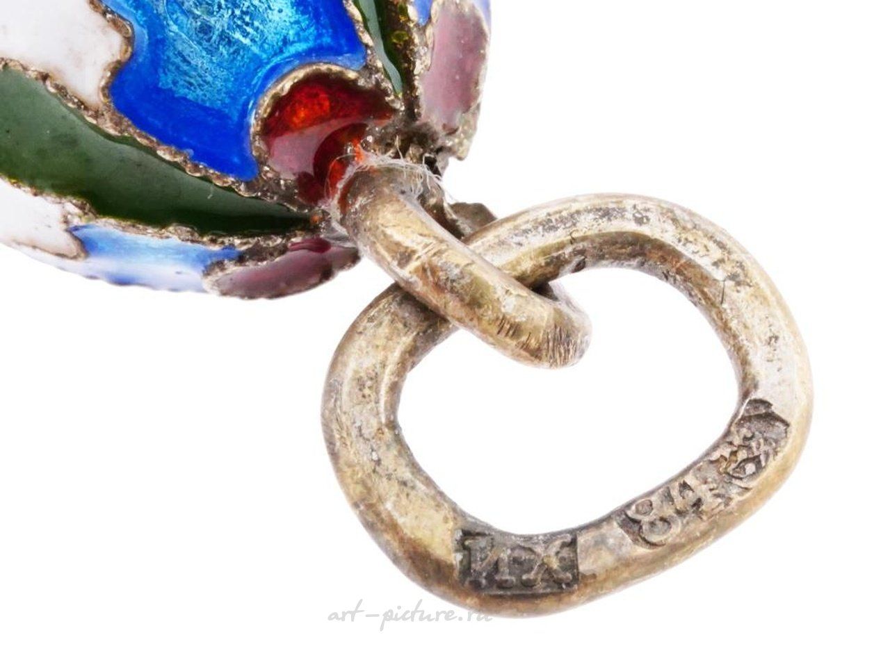 Russian silver , RUSSIAN GILT SILVER CLOISONNE ENAMEL EGG PENDANT