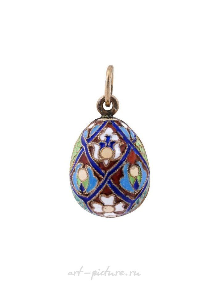 Russian silver , RUSSIAN GILT SILVER CLOISONNE ENAMEL EGG PENDANT
