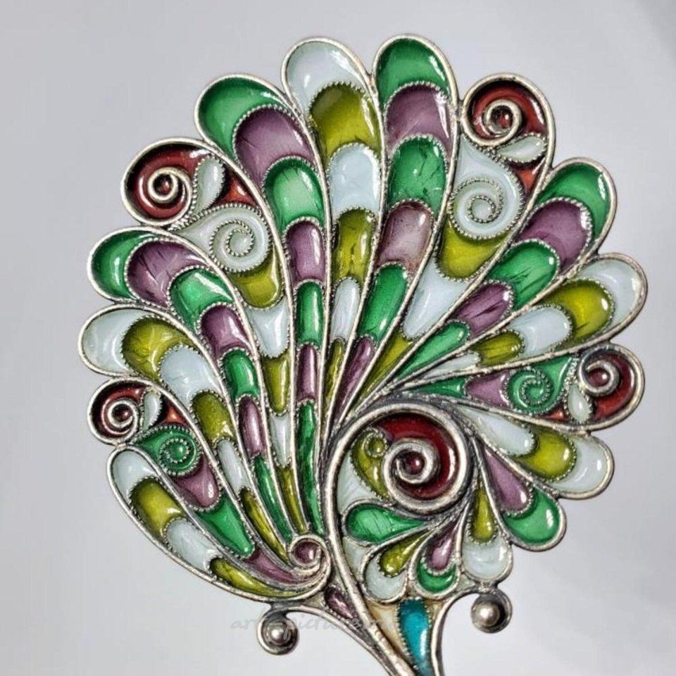 Russian silver , Antique Sterling Silver Plique a Jour Spoon c.1900