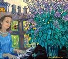 купить Young-Lady-is-at-the-piano Холст , масло 