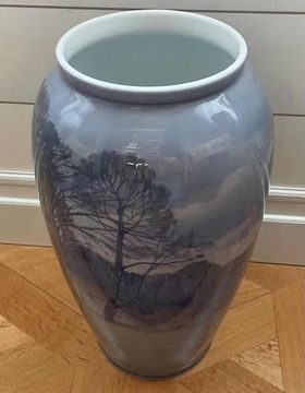 buy Unique porcelain vase with rural landscape, Amalie Schou, 44 cm. Bing & Grondahl