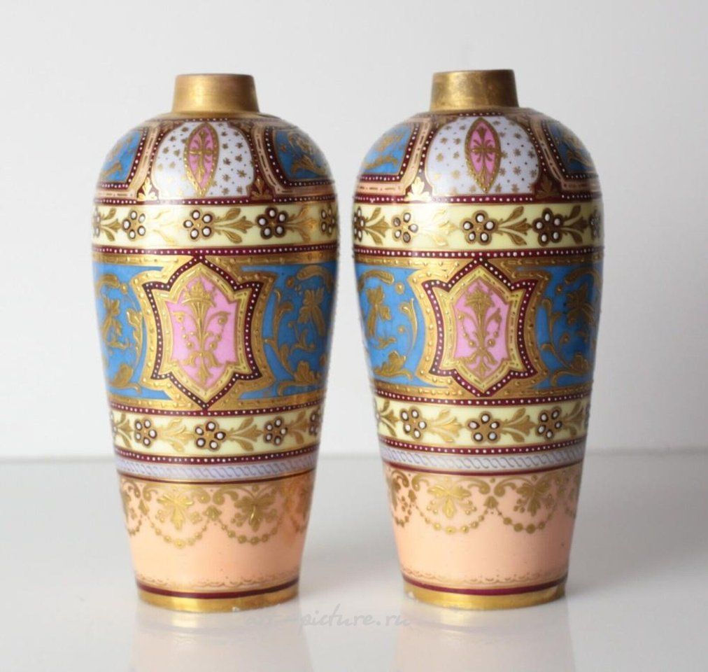 Royal Vienna Porcelain , Pair of Royal Vienna Vases, with hand painted mythological c...