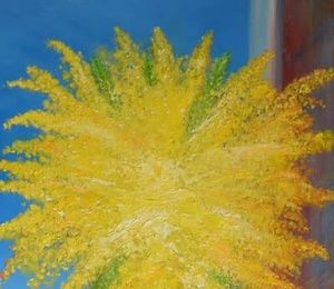 Spring mimosa new life canvas oil