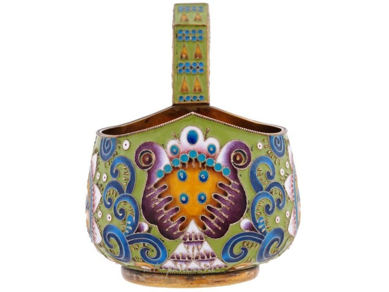 Russian silver , RUSSIAN 84 GILT SILVER AND CLOISONNE ENAMEL KOVSH