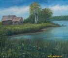купить Домик у озера масло, холст