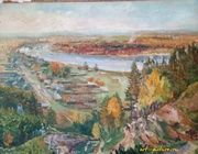 Siberian landscape. Vid from the Mount "Spoloshinskaya" to the river Biryusa canvas, oil