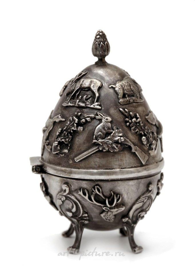 Russian silver , THE IMPERIAL RUSSIAN SILVER HUNTING EGG BY CYPRIAN LABECKI, ...