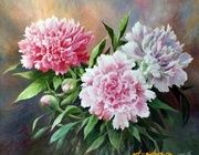 Bouquet of peonies oil, canvas