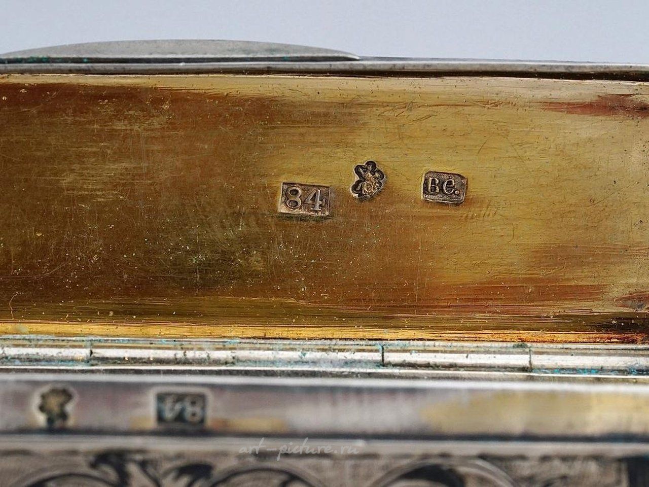Русское серебро , Редкий русский серебряный и ниелловый сигарный кейс, 19 век