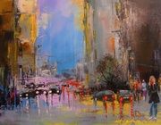 In the autumn city oil, canvas