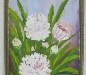 Peonies canvas, butter