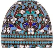 Русское серебряное позолоченное яйцо с эмалью на Пасху