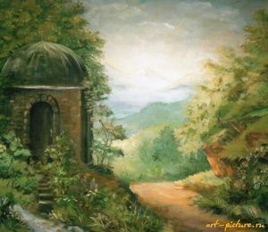 Holy place in the mountains.canvas, oil