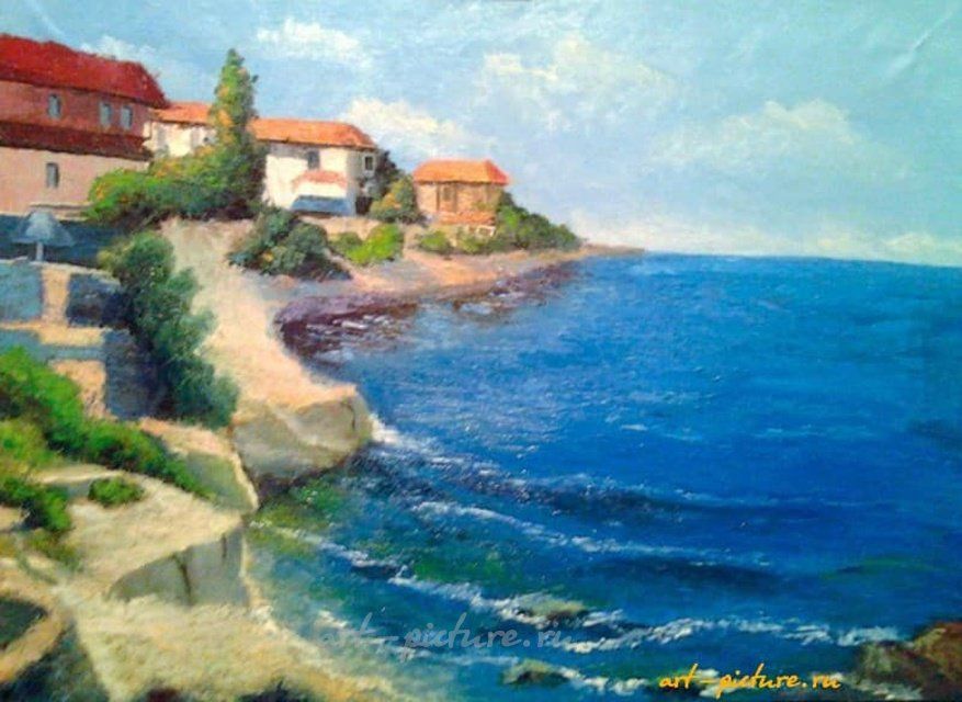 Ривьера холст на подрамнике, масло, кисть, мастихин