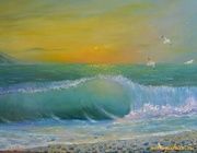 Evening wave canvas oil