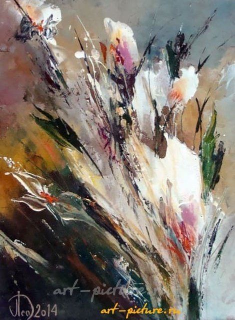 "Flower bouquet oil on canvas"