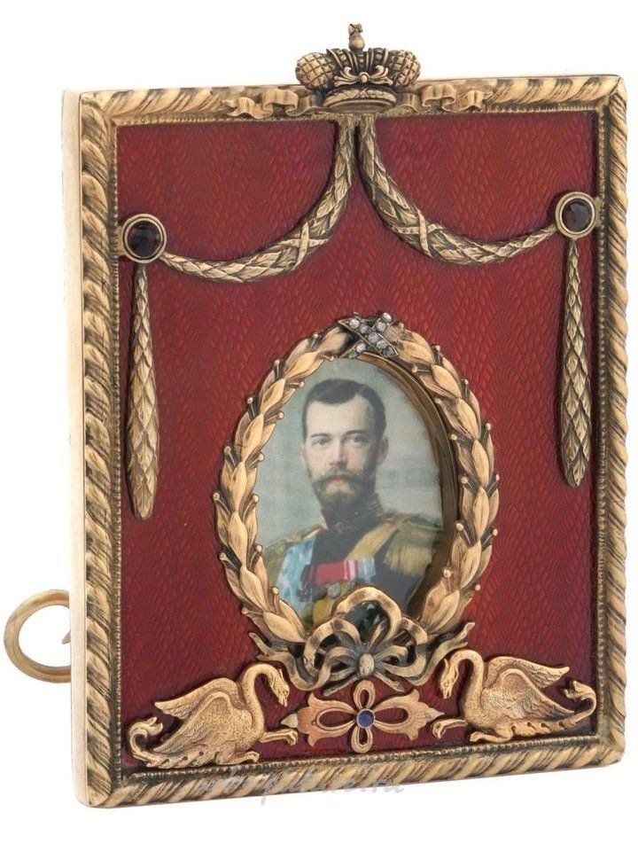 Русское серебро , Русская серебряная эмаль, бриллианты, рамка Николая II