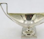 Russian silver boat-shaped salt with two handles, approximately...