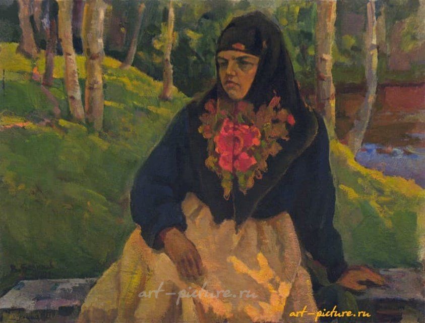 "Портрет женщины в русском костюме" масло, холст