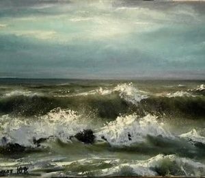 The sea is worried about oil, canvas