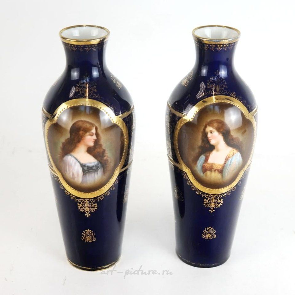 Royal Vienna , Австрийские вазы из королевской Вены, 6 шт.