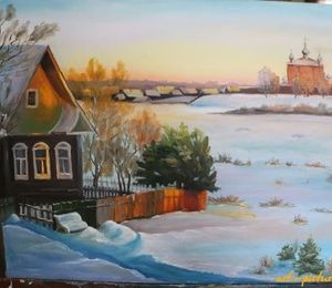 Winter dawn canvas, oil