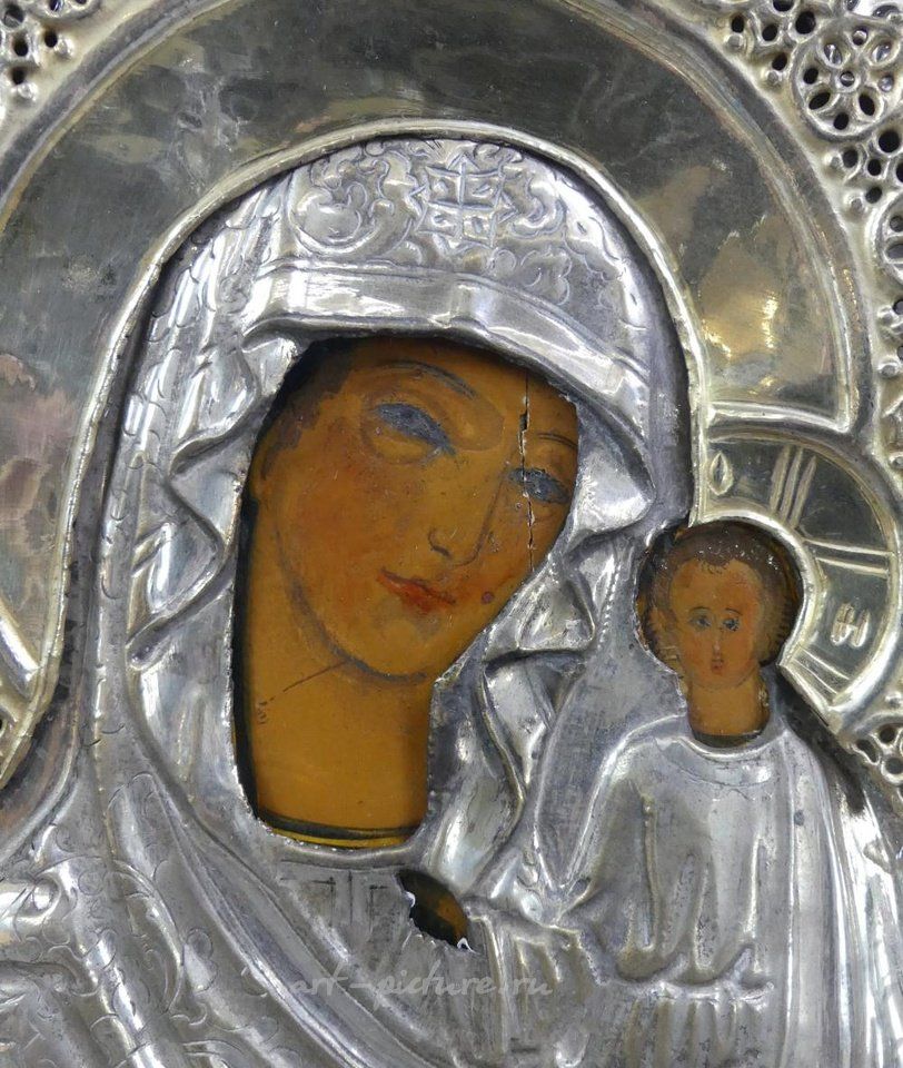 Русское серебро , Икона Мадонна в старинной раме