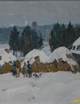 купить Стоги зимой. Холст, масло. 40 х 60 см