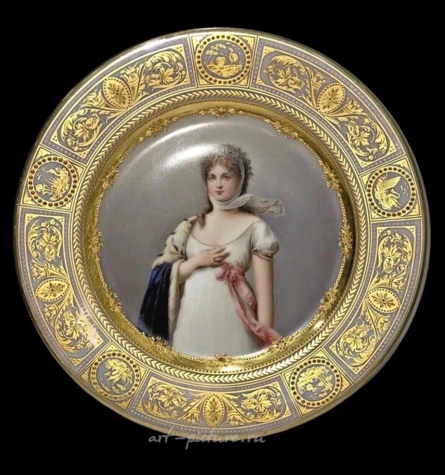 Royal Vienna Porcelain , 19TH C. ROYAL VIENNA PLATE OF MARIE LOUISE