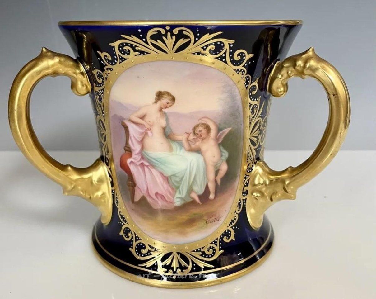 Royal Vienna Porcelain , 19TH C. ROYAL VIENNA PORCELAIN LOVING CUP