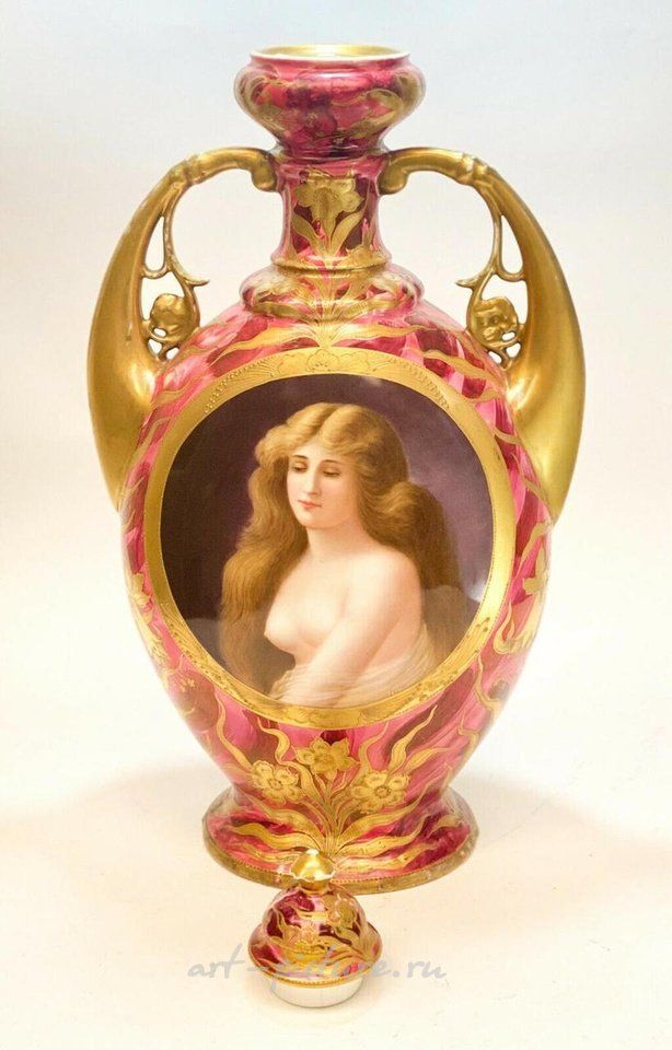 Royal Vienna Porcelain , Royal Vienna Art Nouveau Twin Handled Urn, Nude Beauty