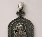 Серебряная икона святого Владимира, созданная Михаилом Перхиным, сотрудником фабрики Ка...