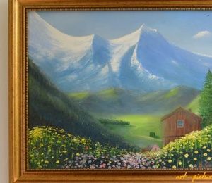 Life in the mountains canvas oil