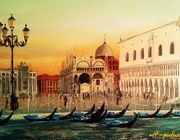 Venetian taxi oil, canvas