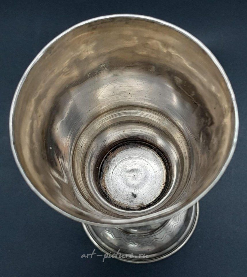 Русское серебро , Антикварная серебряная русская кидушная чаша, ручная гравировка. 44,5...