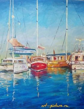 buy Yachts at the pier oil, canvas