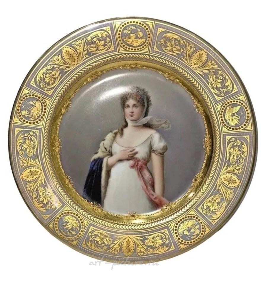 Royal Vienna Porcelain , 19TH C. ROYAL VIENNA PLATE OF MARIE LOUISE