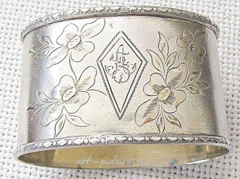 Russian silver, RUSSIAN EMPIRE ART NOUVEAU ENGRAVED GILT SILVER 84 OVAL NAPK...