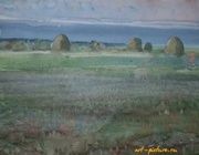 Haymaking.Watercolor.60 x 80 cm