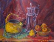 Still life with kettle oil, canvas