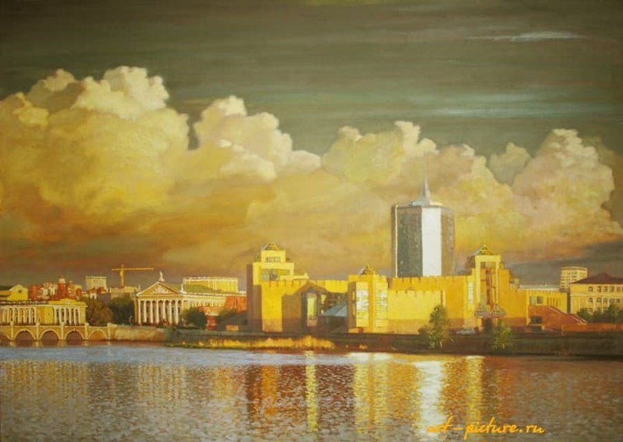 Набережная р, Миасс холст, масло