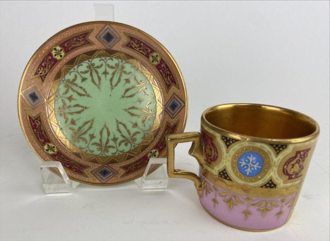 Royal Vienna Porcelain , 19TH C. ROYAL VIENNA CUP AND SAUCER