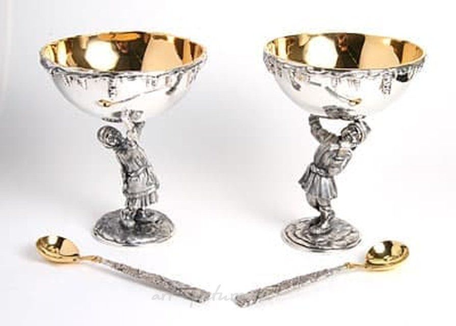 Silver set of compotes Boy and Girl