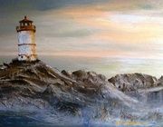 Lighthouse oil, canvas on cardboard