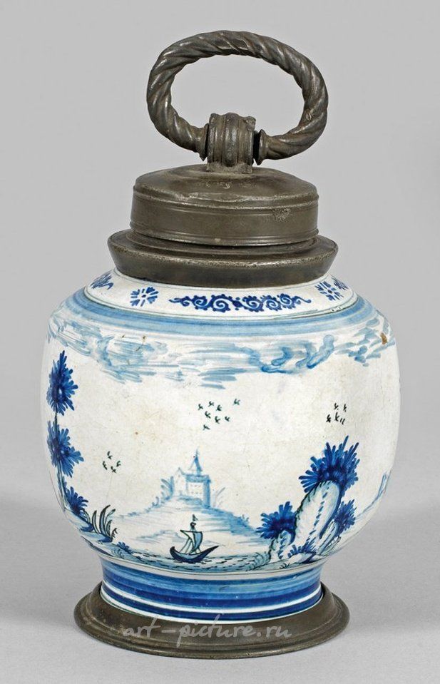 Faience screw-top bottle