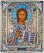 CHRIST PANTOKRATOR ICON WITH SILVER-GILT AND C