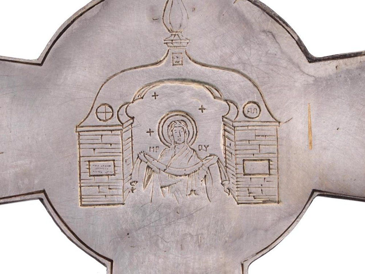 Русское серебро , Русская православная подвеска-крест из позолоченного серебра