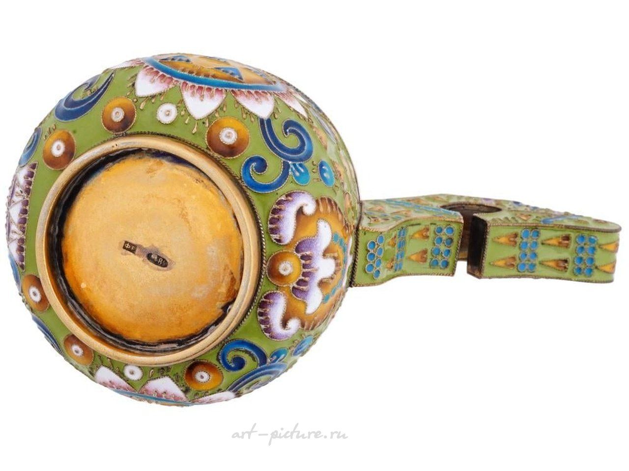 Russian silver , RUSSIAN 84 GILT SILVER AND CLOISONNE ENAMEL KOVSH