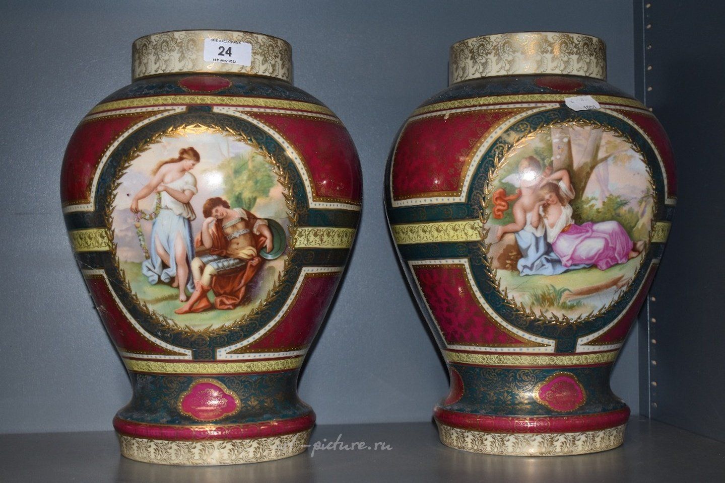 Royal Vienna Porcelain , A large pair of impressive urns, thought to be Royal Vienna ...